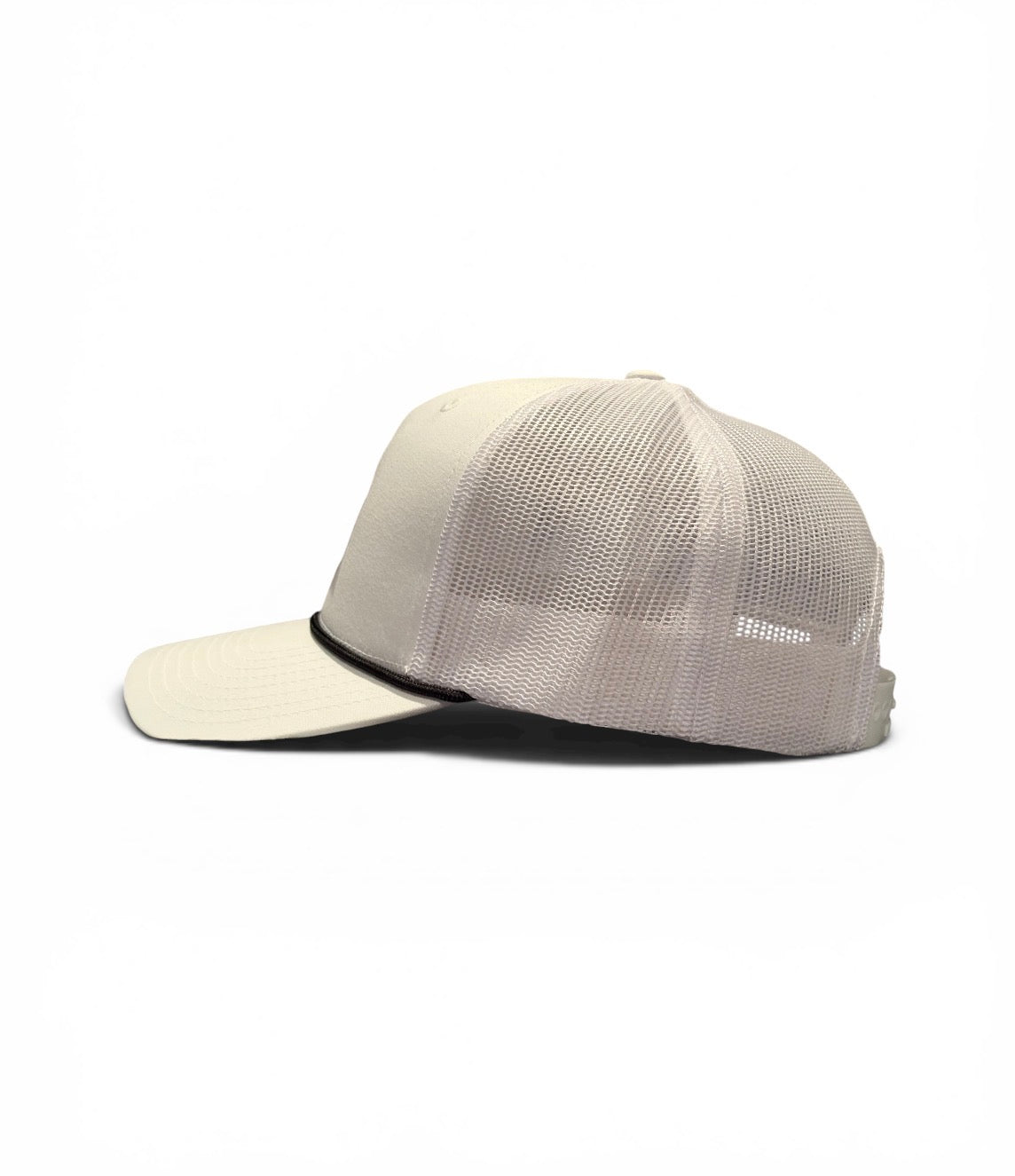 White On White Leather Patch SnapBack With Black Rope