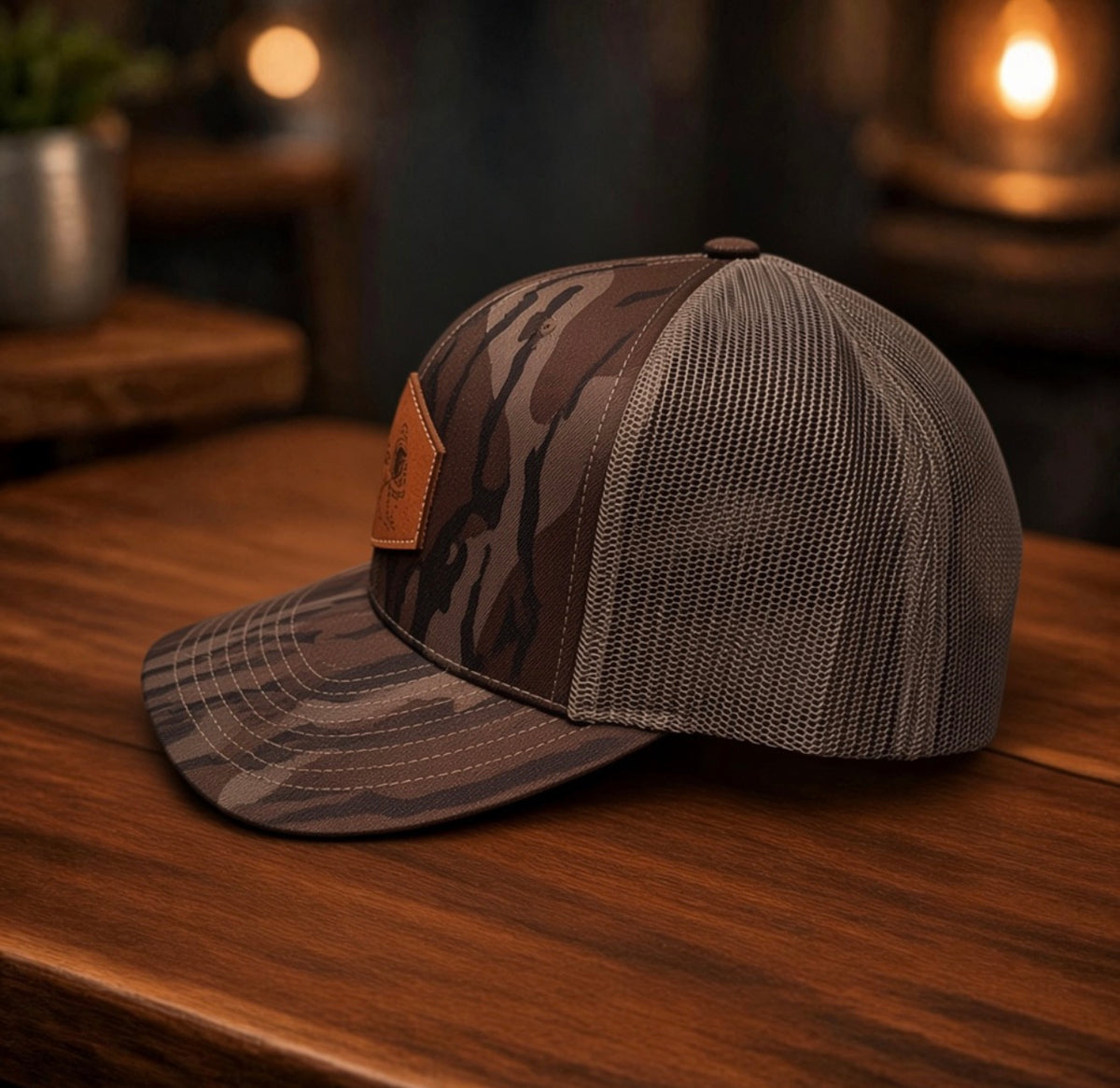 Leather Patch SnapBack Mossy Oak