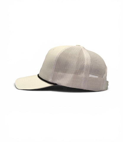 White On White Leather Patch SnapBack With Black Rope