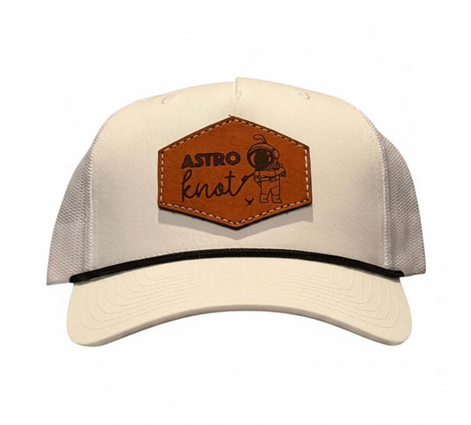 White On White Leather Patch SnapBack With Black Rope