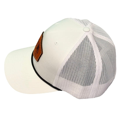 Leather Patch Rope SnapBack White