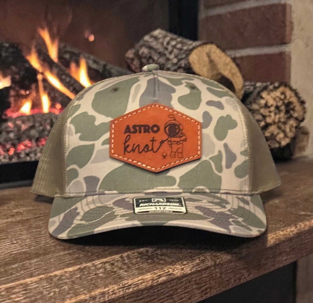 Leather Patch SnapBack Marsh Camo