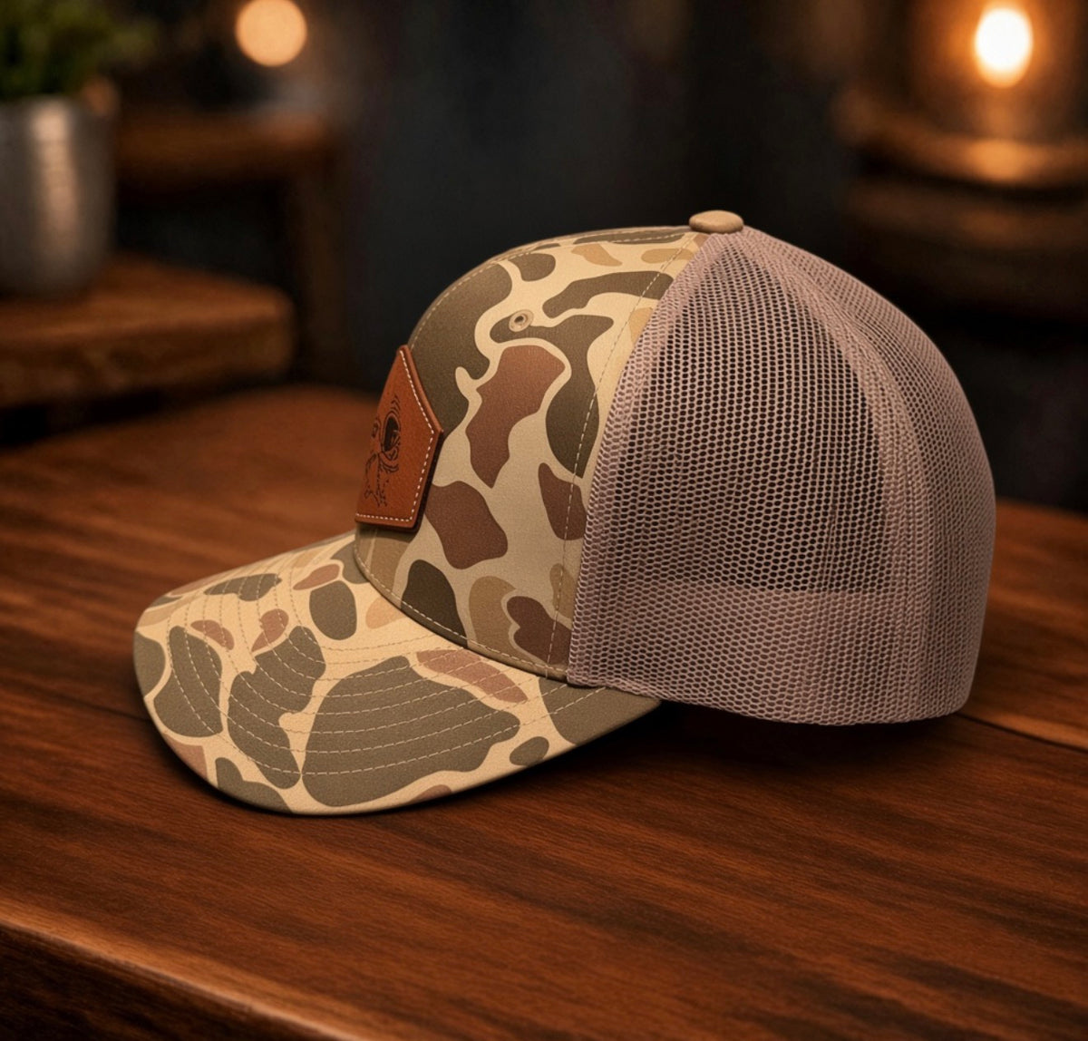 Harvest Duck Camo Leather Patch Snapback