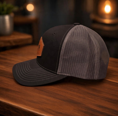 Leather Patch SnapBack Black & Charcoal