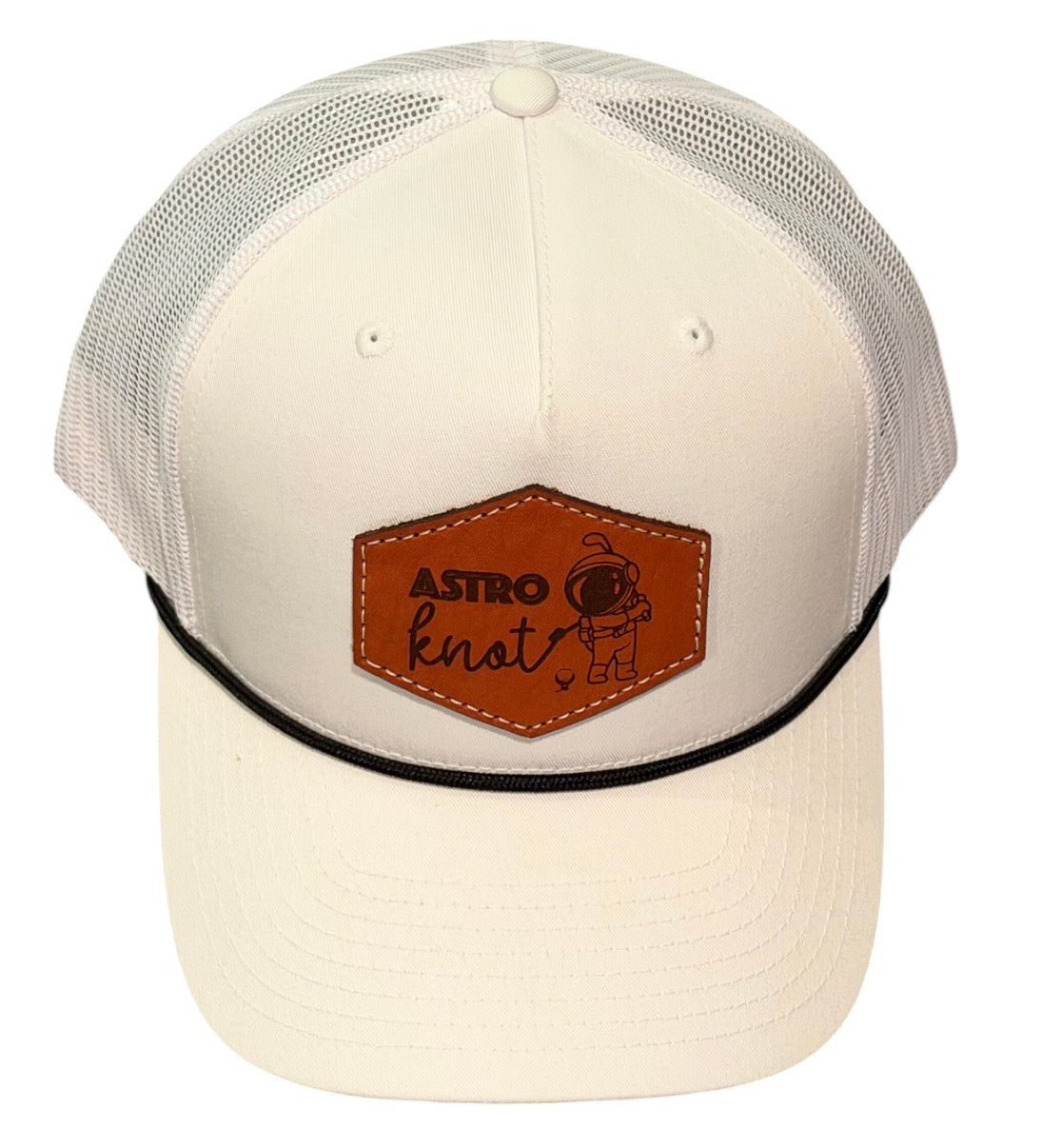 Leather Patch Rope SnapBack White