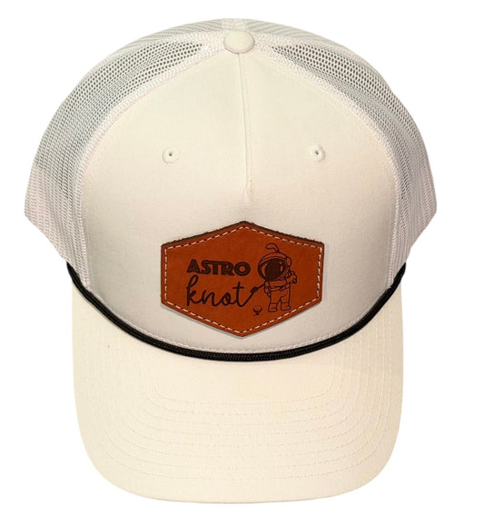 Leather Patch Rope SnapBack White