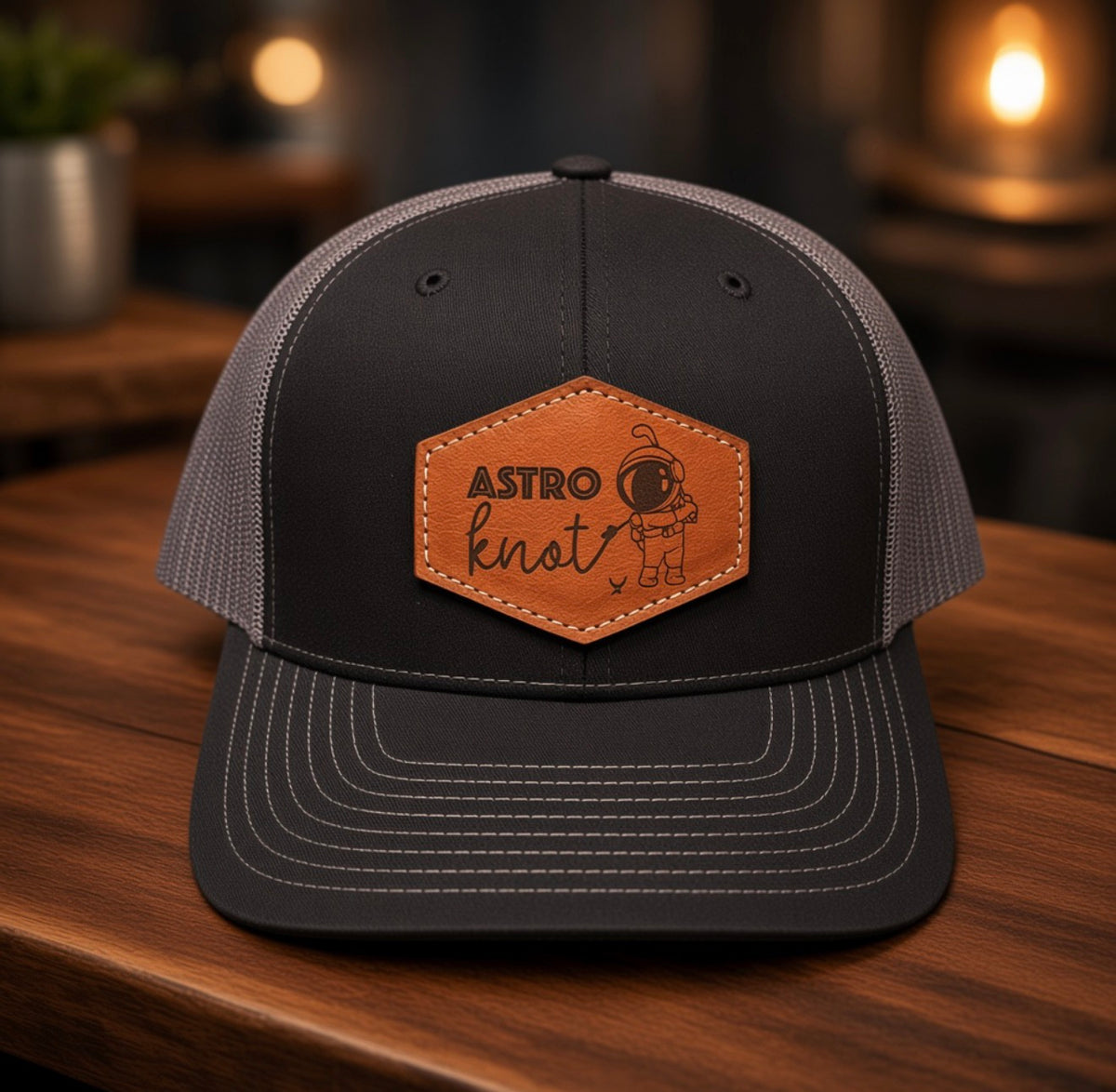 Leather Patch SnapBack Black & Charcoal